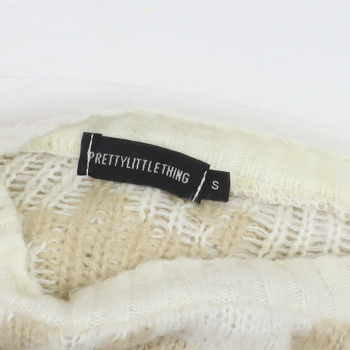 PrettyLittleThing Women’s Beige Houndstooth Knit Jumper Size S