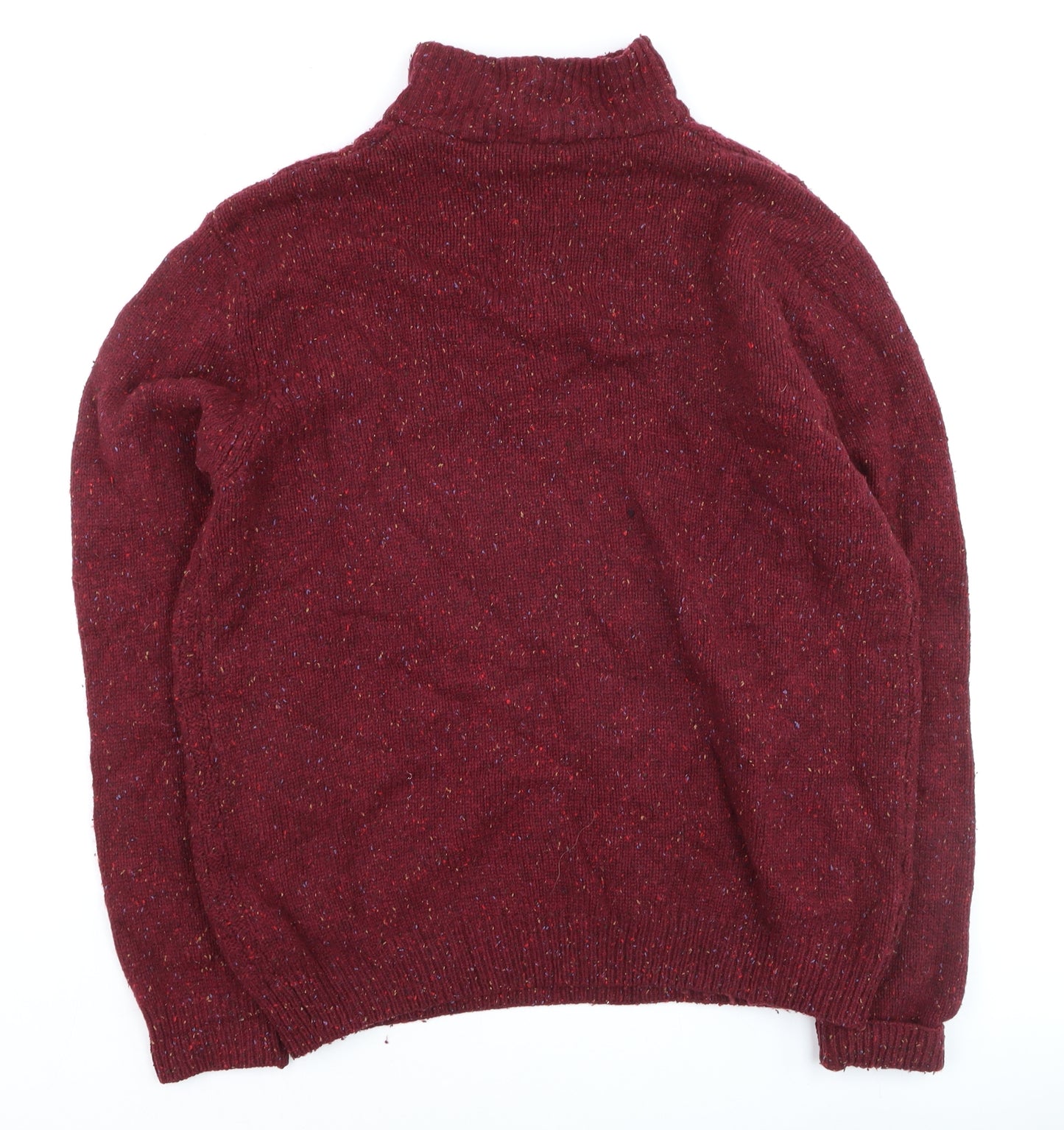 Peter Gribby Men's Red Wool Cable Knit 1/2 Zip Jumper Size L