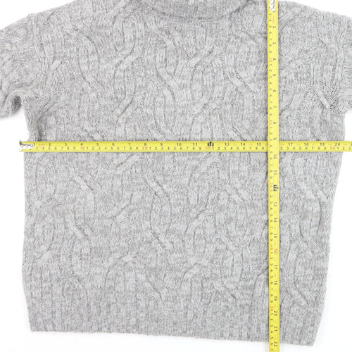 Marks and Spencer Men's Grey Cable Knit Roll Neck Jumper Size S