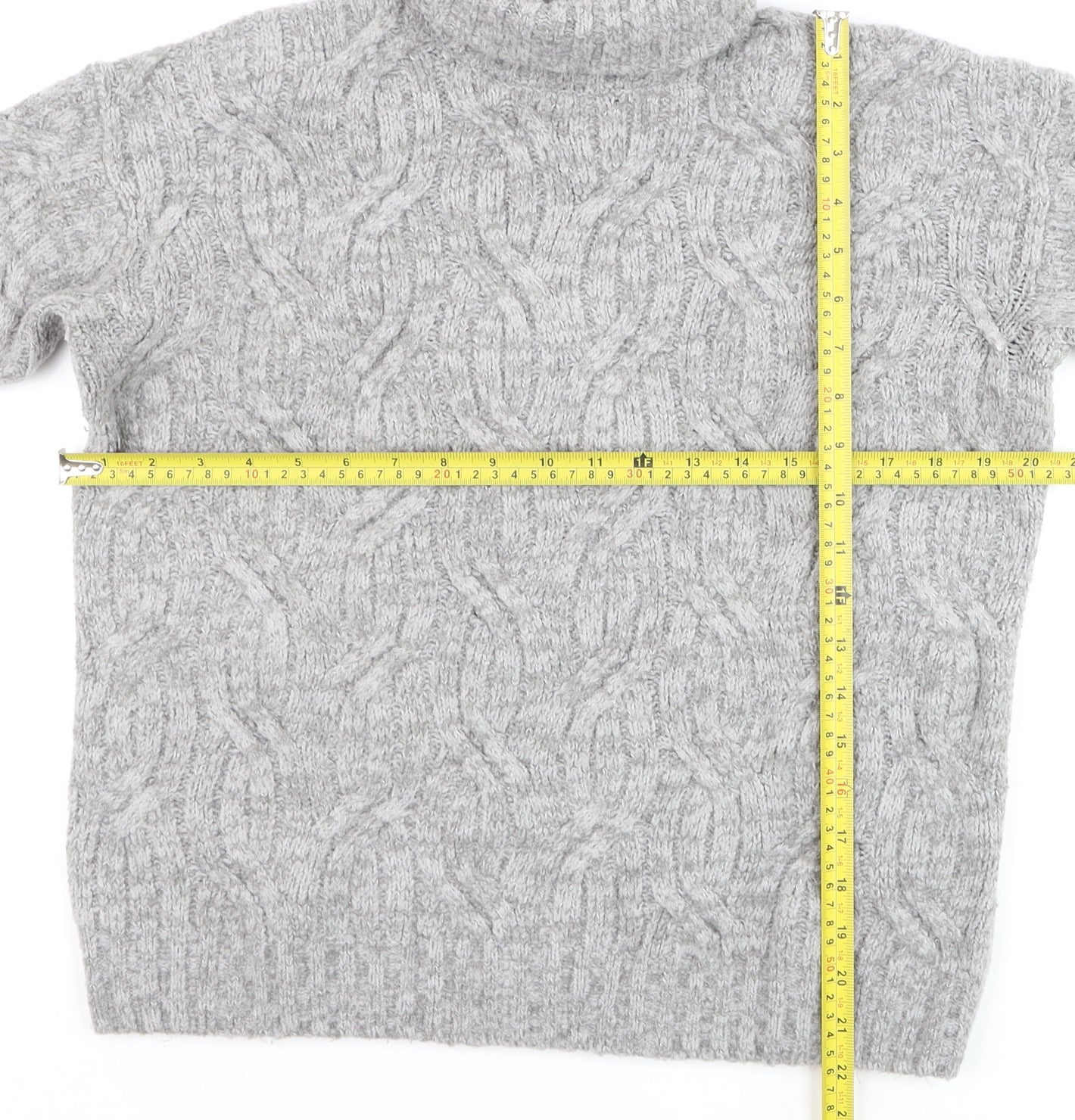 Marks and Spencer Men's Grey Cable Knit Roll Neck Jumper Size S