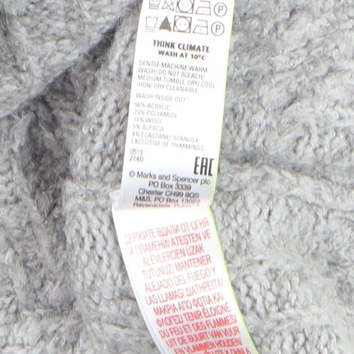 Marks and Spencer Men's Grey Cable Knit Roll Neck Jumper Size S