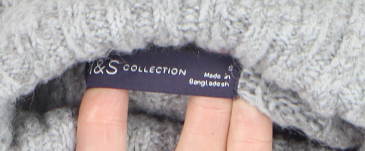 Marks and Spencer Men's Grey Cable Knit Roll Neck Jumper Size S