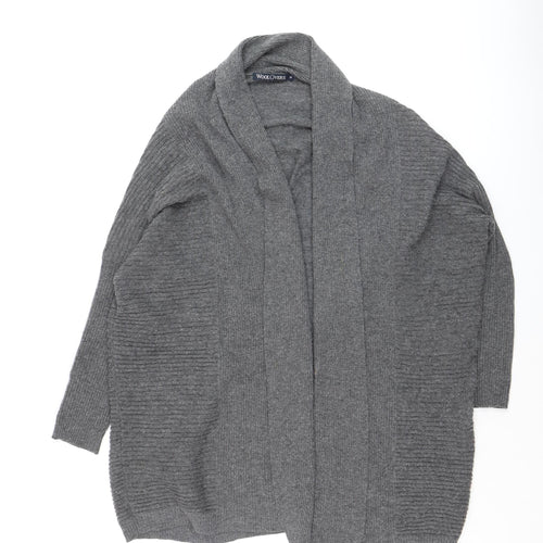 WoolOvers Womens Grey Cashmere Merino Wool Open Cardigan M
