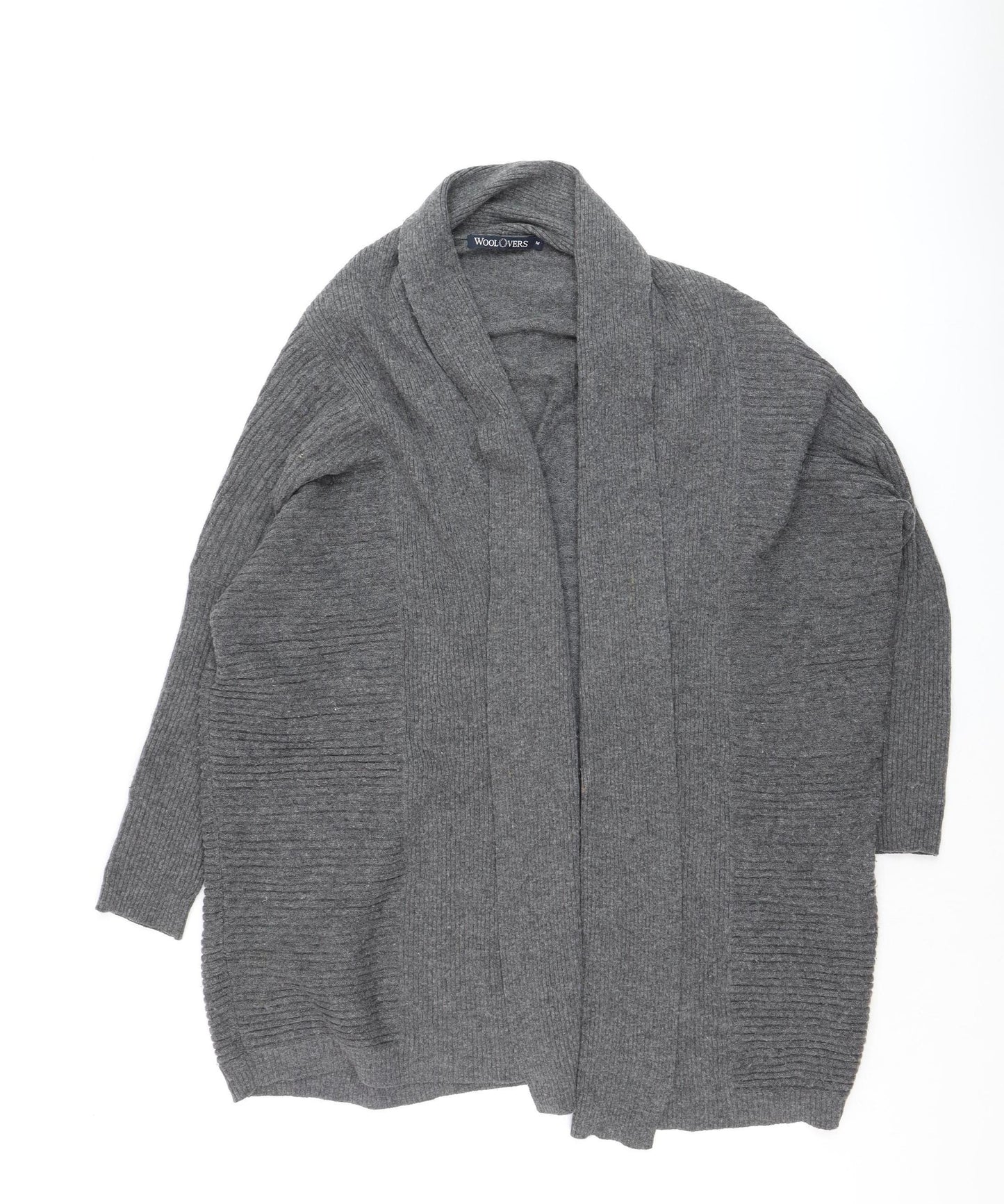 WoolOvers Womens Grey Cashmere Merino Wool Open Cardigan M