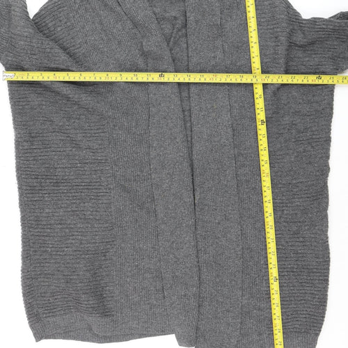 WoolOvers Womens Grey Cashmere Merino Wool Open Cardigan M