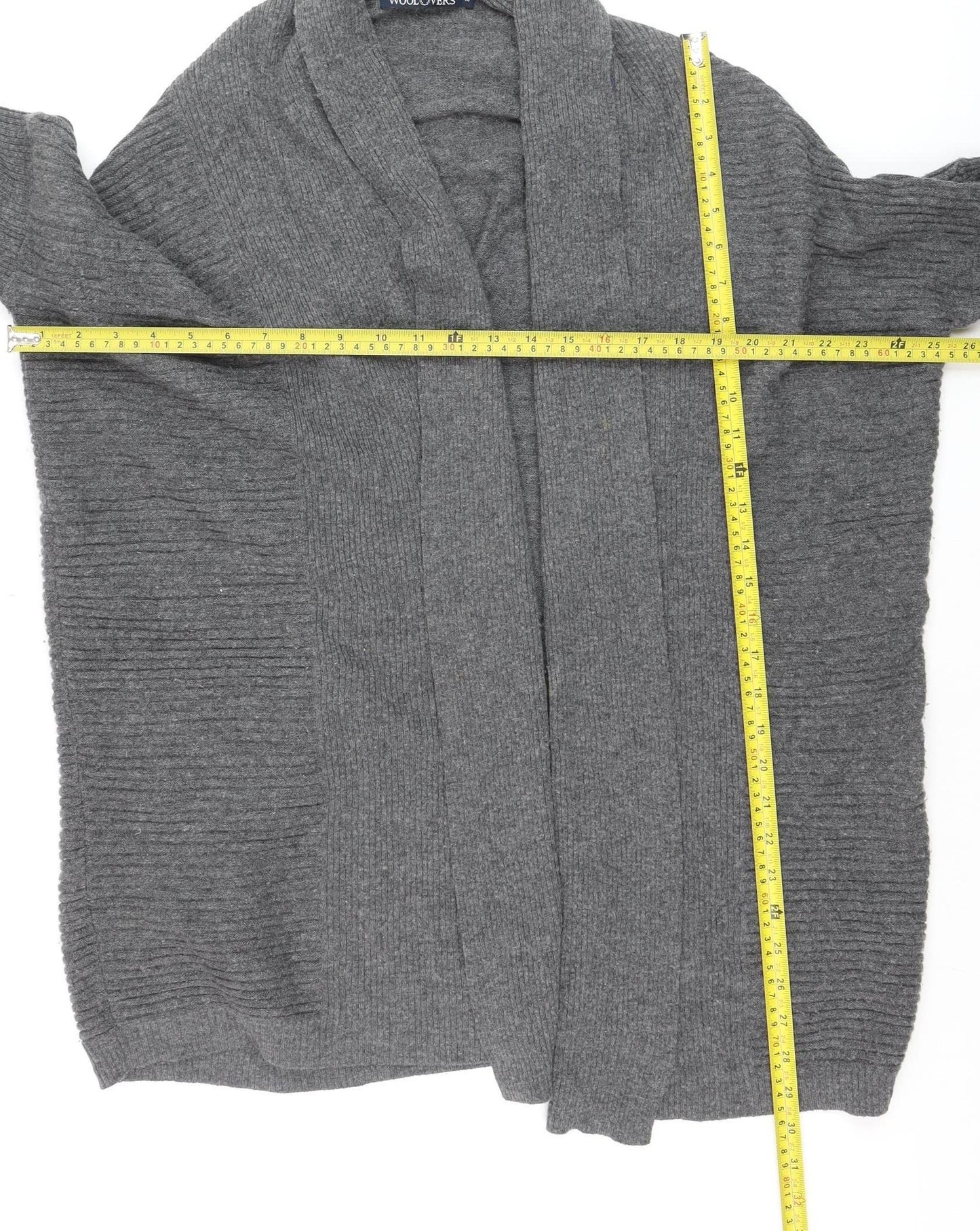 WoolOvers Womens Grey Cashmere Merino Wool Open Cardigan M