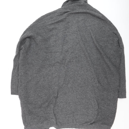 WoolOvers Womens Grey Cashmere Merino Wool Open Cardigan M