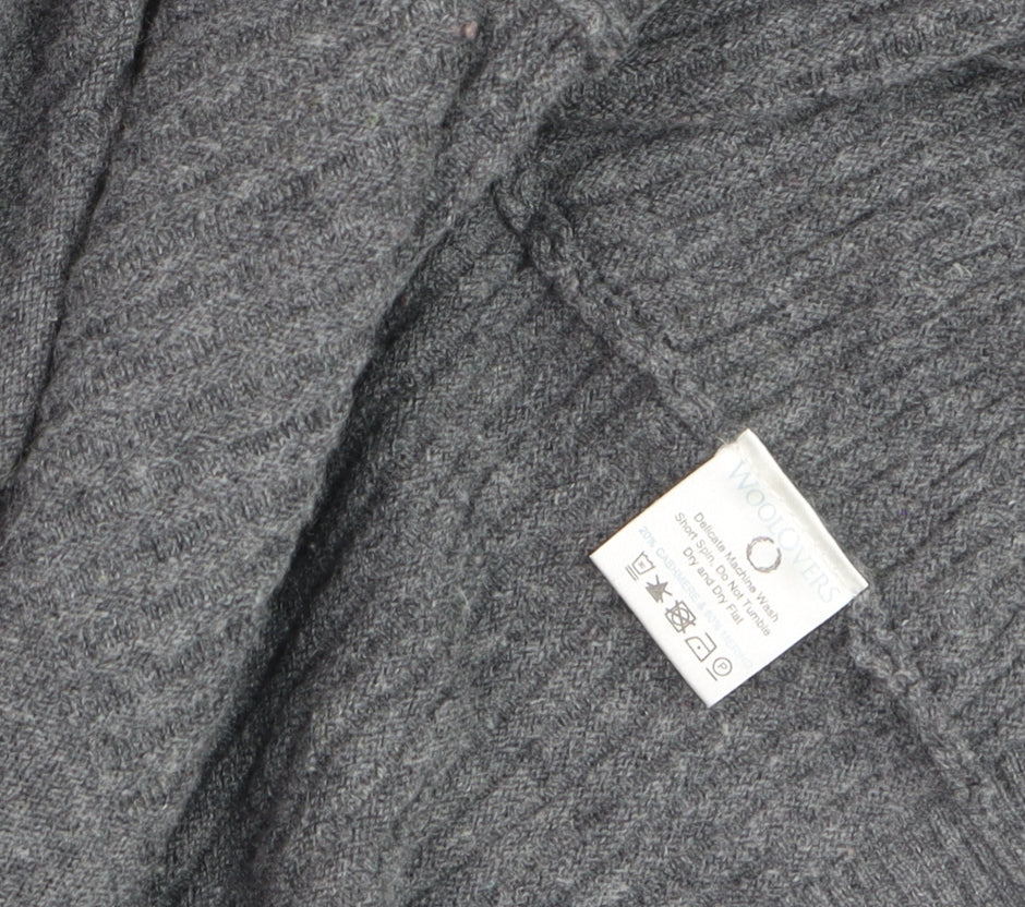 WoolOvers Womens Grey Cashmere Merino Wool Open Cardigan M
