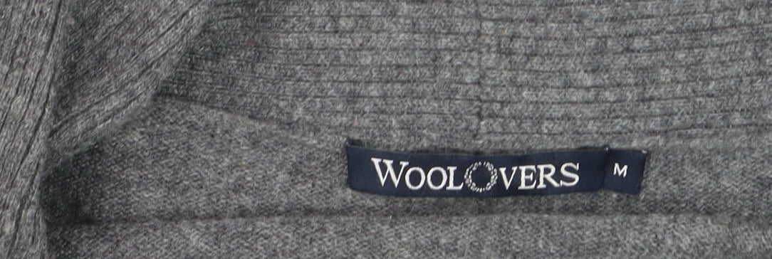 WoolOvers Womens Grey Cashmere Merino Wool Open Cardigan M