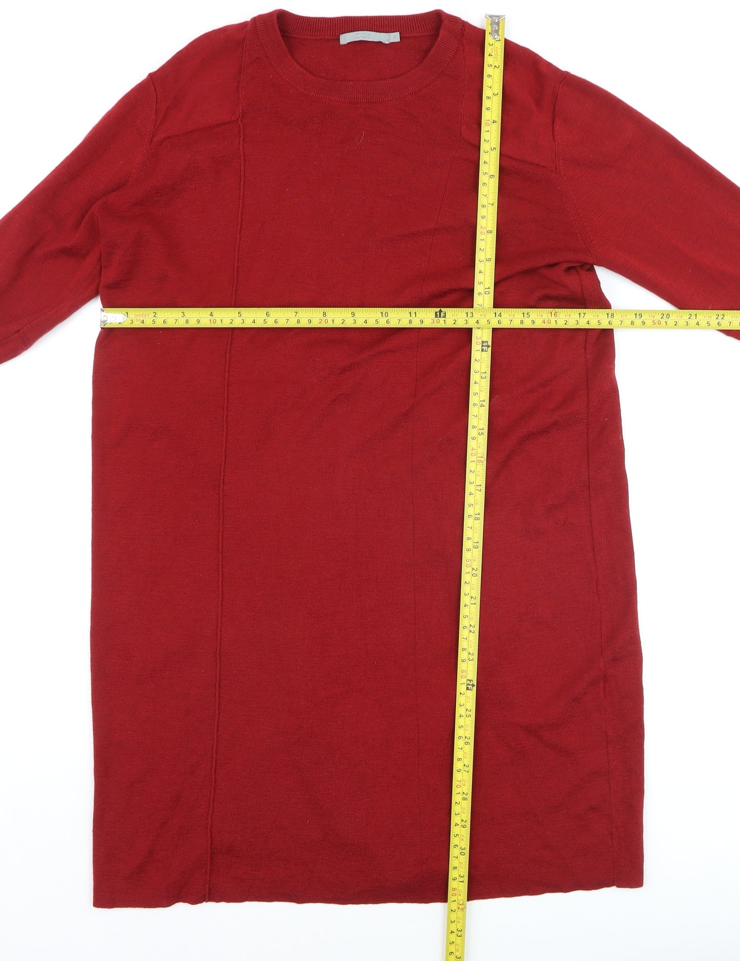COS Women Red Long Sleeve Wool Blend Jumper M