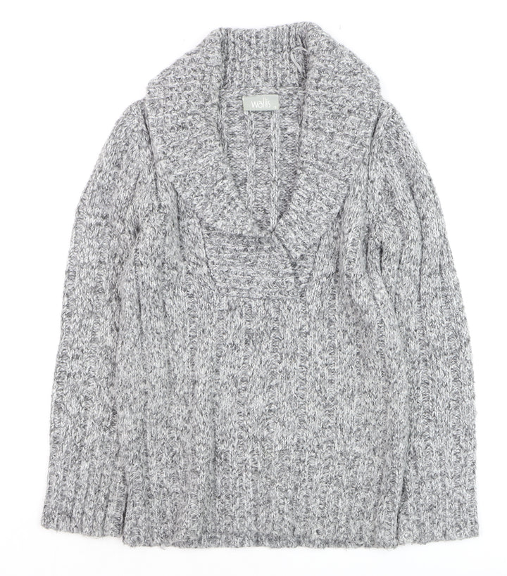 Wallis Women’s Grey Chunky Knit Cowl Neck Jumper Size 8