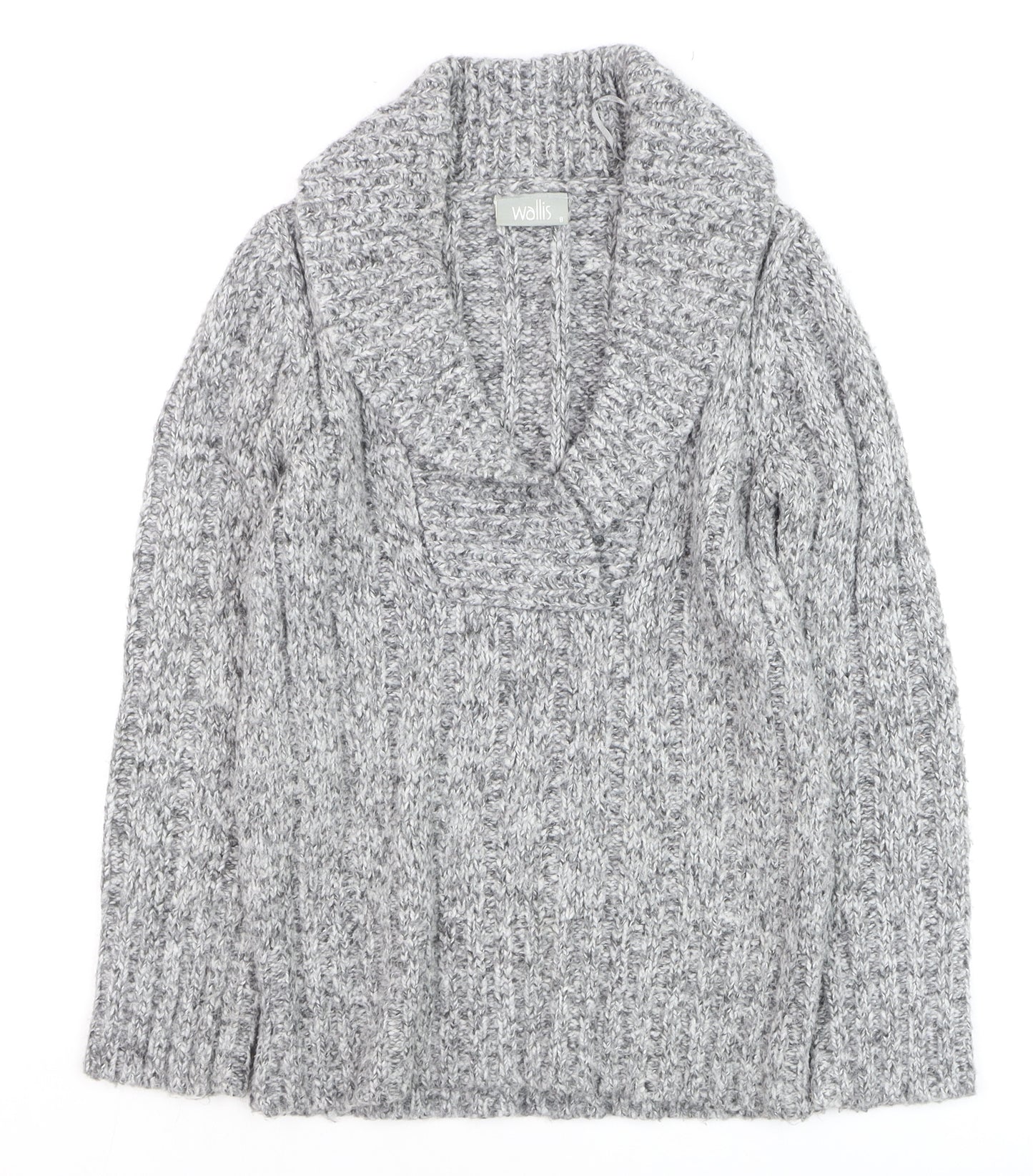 Wallis Women’s Grey Chunky Knit Cowl Neck Jumper Size 8