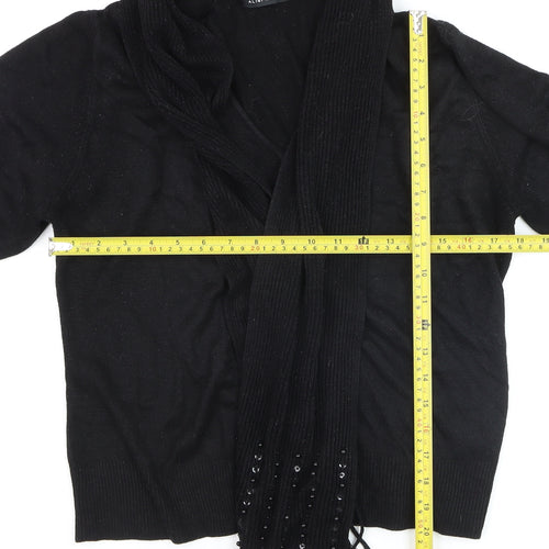 Alibi Knits Women’s Black XL Acrylic Knit Cardigan with Fringe