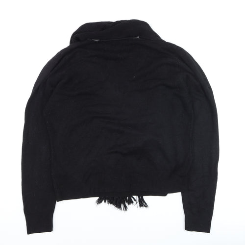 Alibi Knits Women’s Black XL Acrylic Knit Cardigan with Fringe