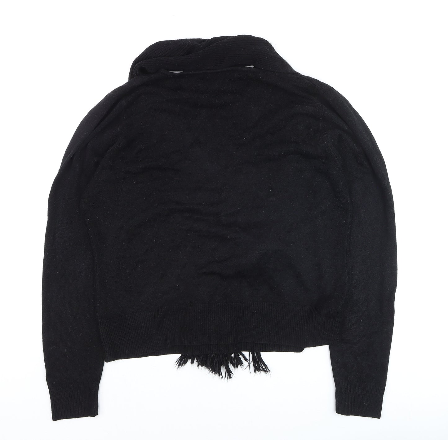 Alibi Knits Women’s Black XL Acrylic Knit Cardigan with Fringe