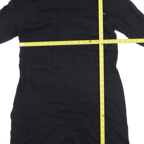 Cynthia Rowley Women’s Black Knit Shift Dress Size L Long Sleeve