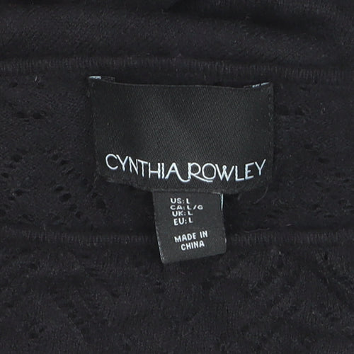 Cynthia Rowley Women’s Black Knit Shift Dress Size L Long Sleeve