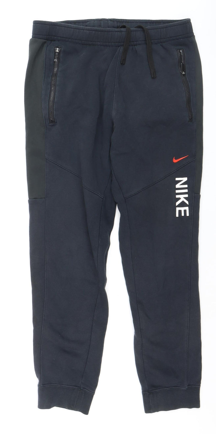 Nike Men's Black Jogger Trousers M Regular Fit Fleece Zip Pocket