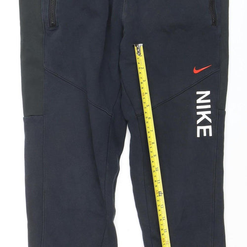 Nike Men's Black Jogger Trousers M Regular Fit Fleece Zip Pocket