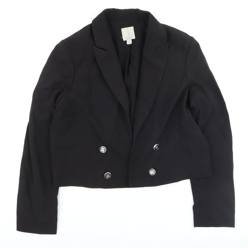 Joie Women's Black Double-Breasted Cropped Blazer Size L