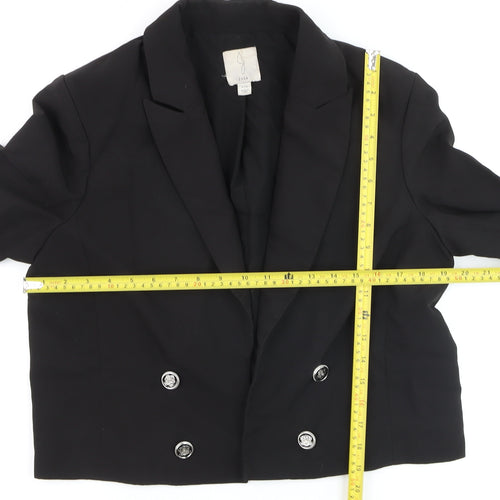 Joie Women's Black Double-Breasted Cropped Blazer Size L