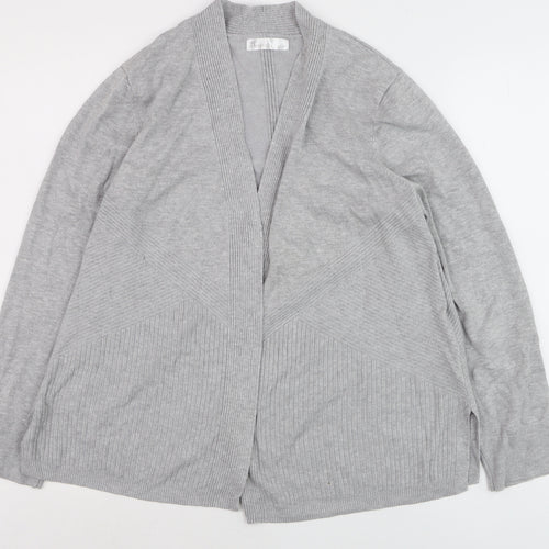 89th + Madison Women's Grey Long Sleeve Open Knit Cardigan Size L