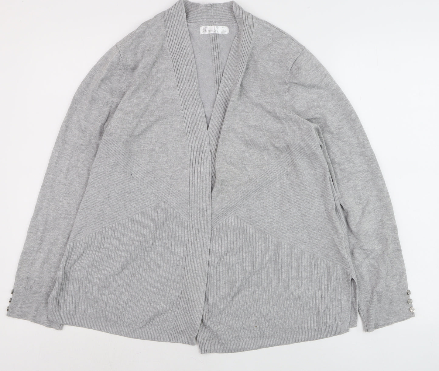 89th + Madison Women's Grey Long Sleeve Open Knit Cardigan Size L