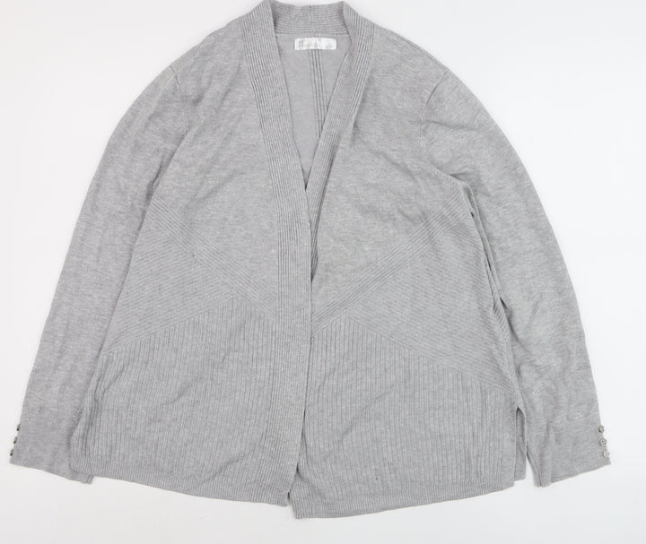 89th + Madison Women's Grey Long Sleeve Open Knit Cardigan Size L