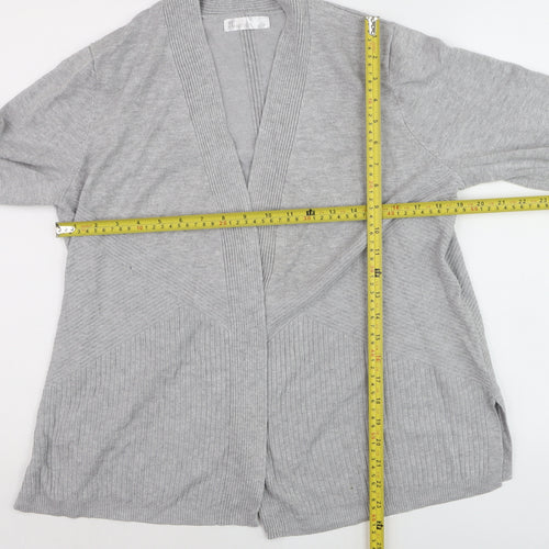 89th + Madison Women's Grey Long Sleeve Open Knit Cardigan Size L