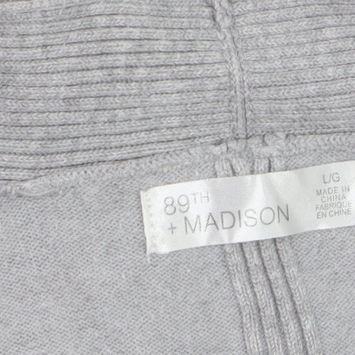 89th + Madison Women's Grey Long Sleeve Open Knit Cardigan Size L