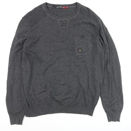 Duck and Cover Men’s Grey 2XL Cotton Crew Neck Pullover Jumper