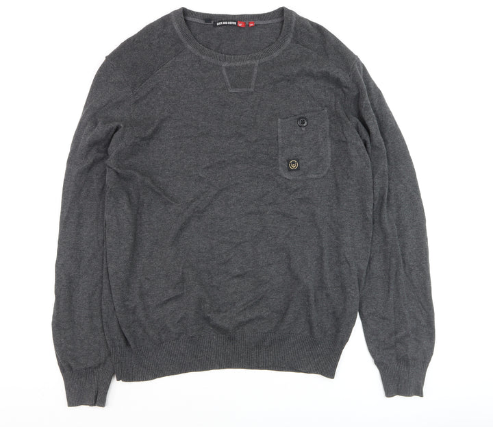 Duck and Cover Men’s Grey 2XL Cotton Crew Neck Pullover Jumper