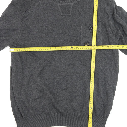 Duck and Cover Men’s Grey 2XL Cotton Crew Neck Pullover Jumper