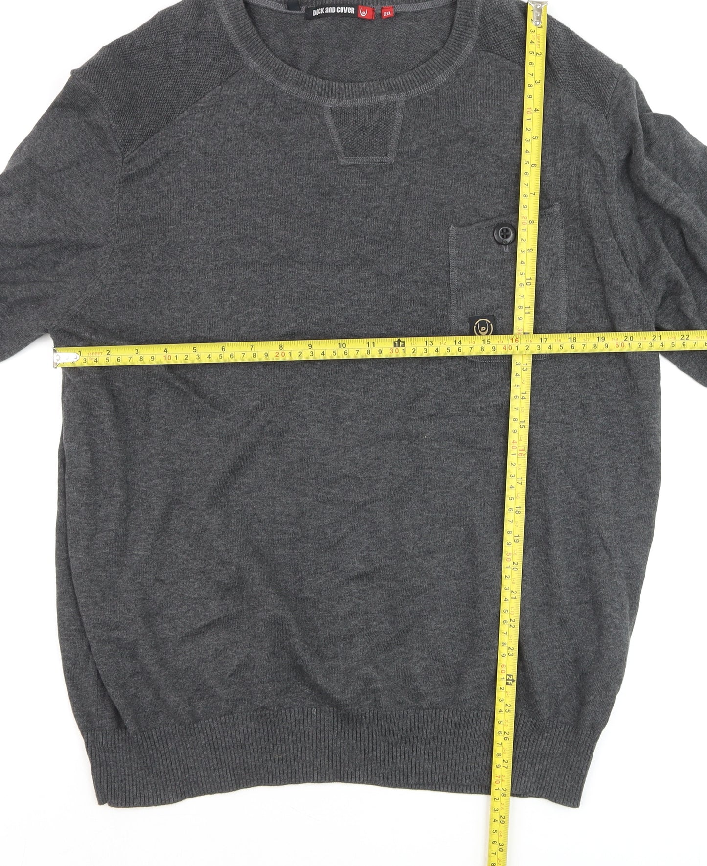 Duck and Cover Men’s Grey 2XL Cotton Crew Neck Pullover Jumper
