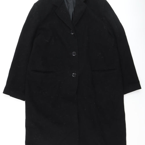 Marks and Spencer Women Black Wool Overcoat Size 18 Classic Long Style