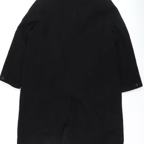 Marks and Spencer Women Black Wool Overcoat Size 18 Classic Long Style
