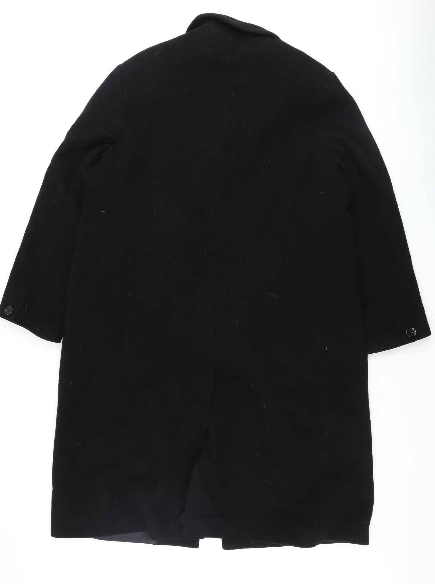 Marks and Spencer Women Black Wool Overcoat Size 18 Classic Long Style