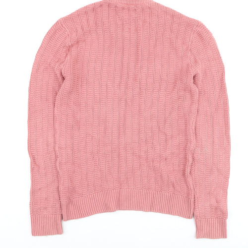 Abercrombie & Fitch Men’s Pink Cable Knit Cotton Jumper Size S