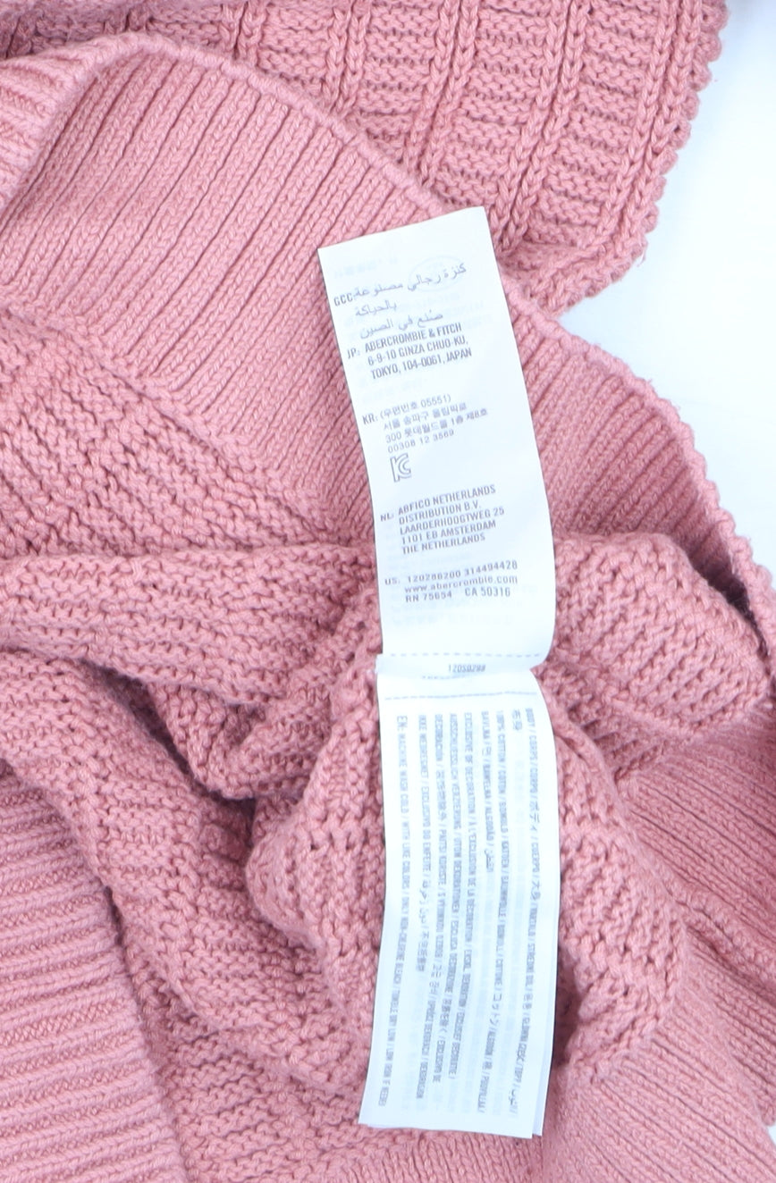 Abercrombie & Fitch Men’s Pink Cable Knit Cotton Jumper Size S