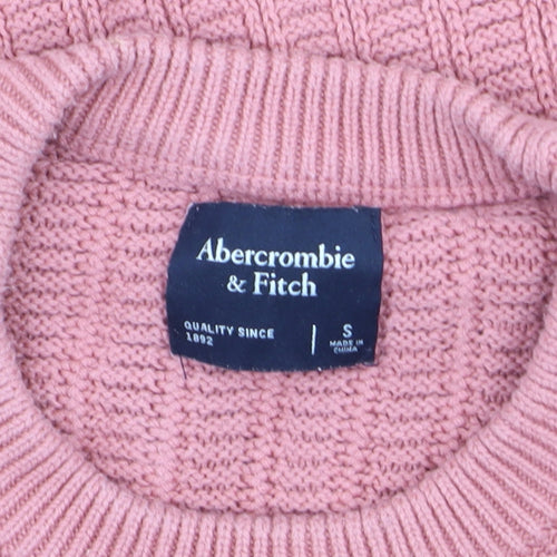 Abercrombie & Fitch Men’s Pink Cable Knit Cotton Jumper Size S