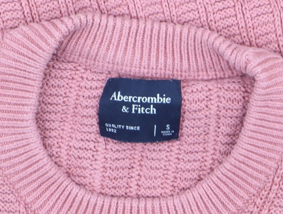 Abercrombie & Fitch Men’s Pink Cable Knit Cotton Jumper Size S
