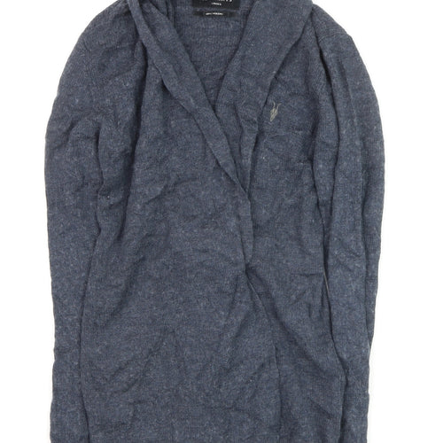 AllSaints Women Blue Merino Wool Open Cardigan XS