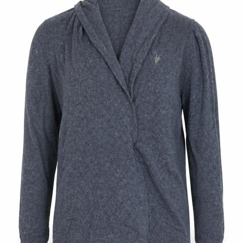 AllSaints Women Blue Merino Wool Open Cardigan XS