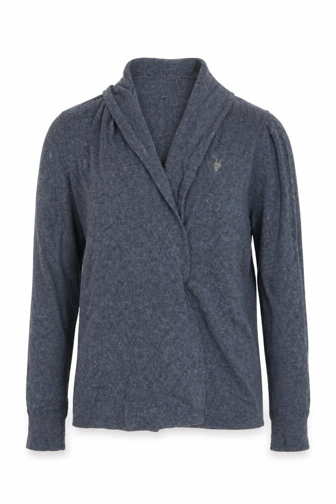 AllSaints Women Blue Merino Wool Open Cardigan XS