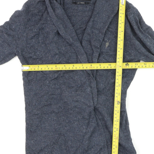 AllSaints Women Blue Merino Wool Open Cardigan XS