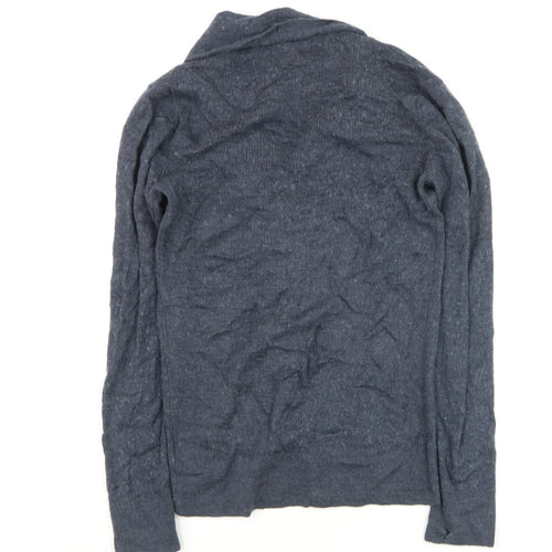AllSaints Women Blue Merino Wool Open Cardigan XS