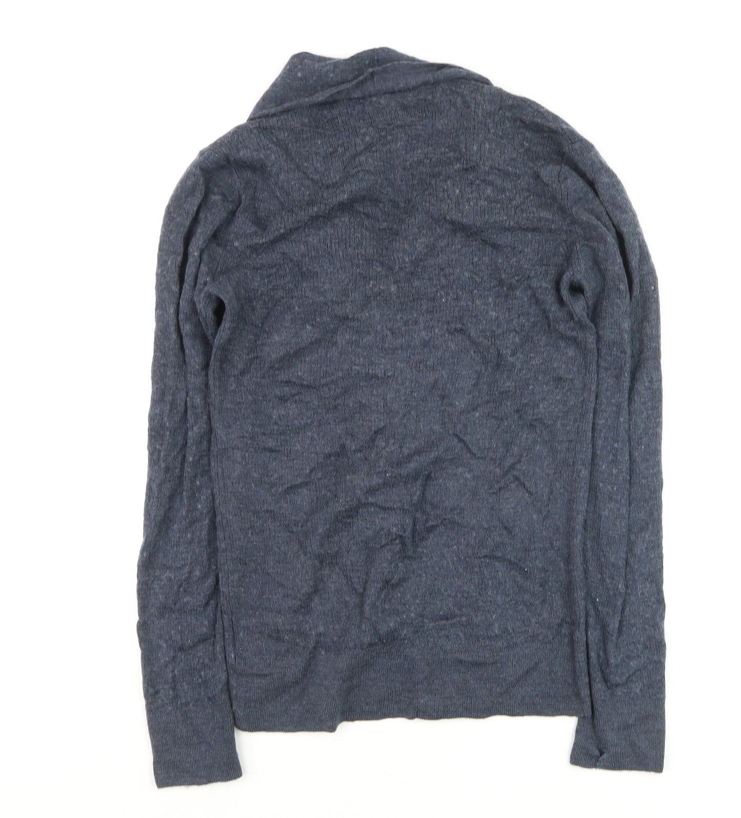 AllSaints Women Blue Merino Wool Open Cardigan XS