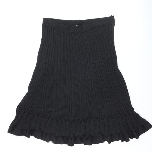 Marks and Spencer Per Una Women’s Black A-Line Knit Ruffle Skirt Size 16