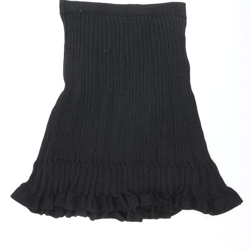 Marks and Spencer Per Una Women’s Black A-Line Knit Ruffle Skirt Size 16