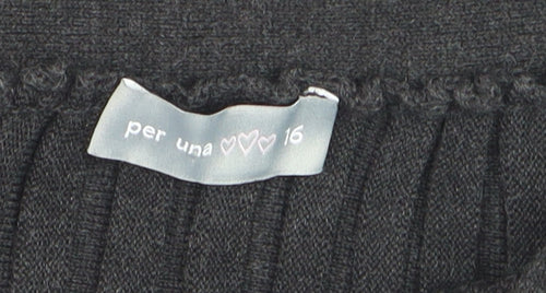 Marks and Spencer Per Una Women’s Black A-Line Knit Ruffle Skirt Size 16